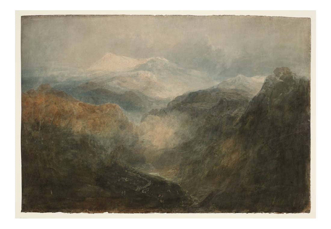 Looking down a Deep Valley towards Snowdon, with an Army on the March, 1799-1800 by John Mallord William Turner RA, 12x8"(A4) Poster