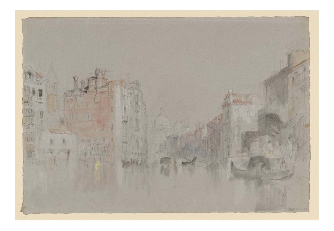 Looking down the Grand Canal towards Santa Maria della Salute, from near the Accademia, 1833-40 by John Mallord William Turner RA, 12x8"(A4) Poster