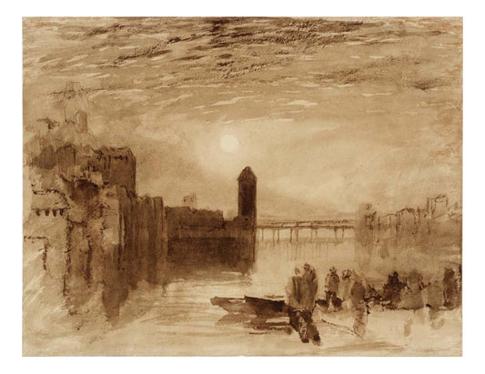 Lucerne, Moonrise over the Kapellbrucke, 1807-19 by John Mallord William Turner RA, 12x8"(A4) Poster