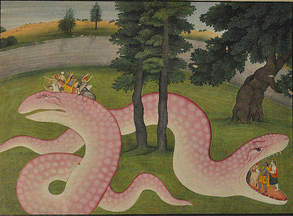 Krishna Slays Aghasura: Folio from a Bhagavata Purana Series c,16x12"(A3)Poster