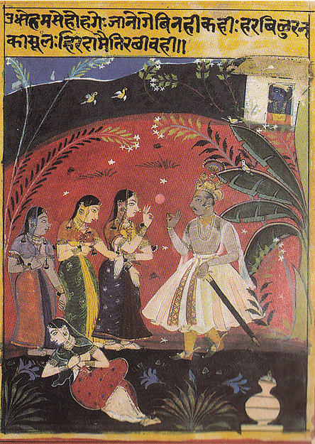 Uddhav Consoles the Dejected Gopis: Folio from a Bhramar Git S,16x12"(A3)Poster