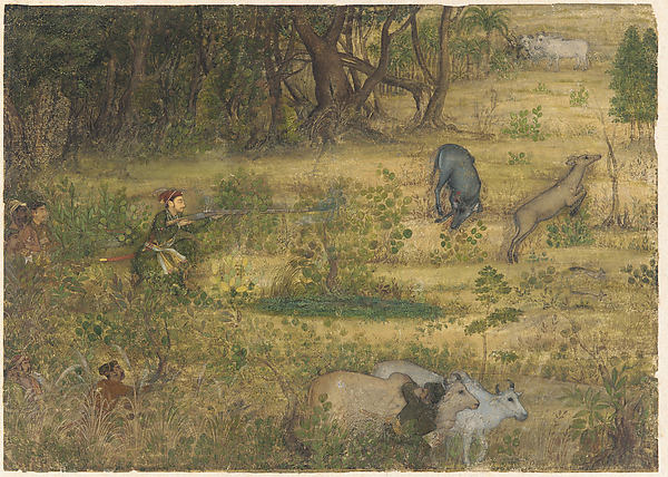 Prince Dara Shikoh Hunting Nilgais c1635-Attributed to Payag,16x12"(A3)Poster