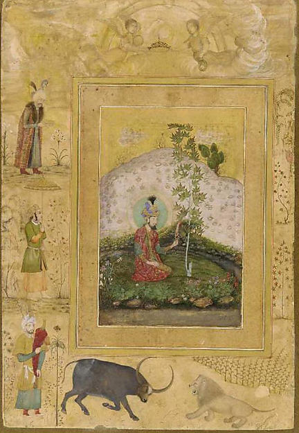 Humayan Seated in a Landscape with a Plane Tree  Admiring a Tu,16x12"(A3)Poster