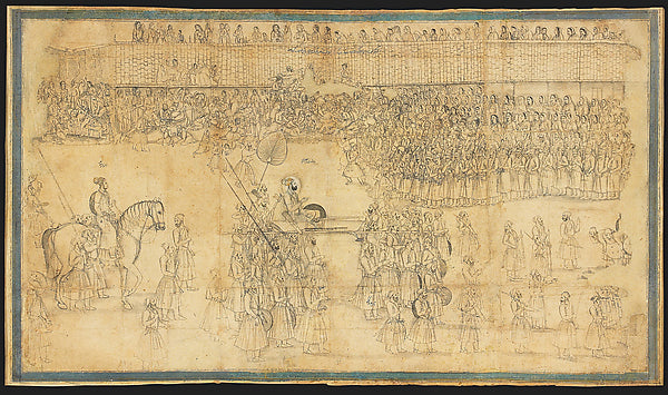 Prince A'zam Shah Enters Ahmedabad c1701-Attributed to Chitarm,16x12"(A3)Poster