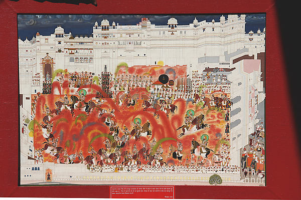 Maharana Sarup Singh and his Courtiers on Elephants Celebratin,16x12"(A3)Poster