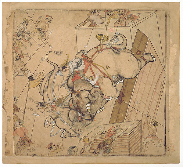 An Elephant Combat c1610–20-Attributed to Hada Master,16x12"(A3)Poster