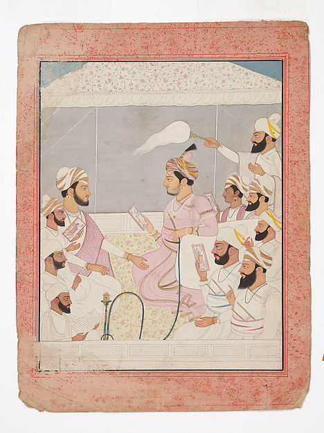 Maharaja Sansar Chand of Kangra Enjoys Paintings with His Cour,16x12"(A3)Poster