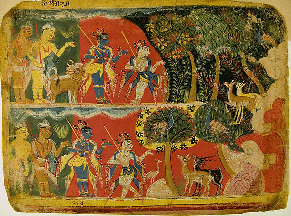 Krishna and Balarama Taking the Cattle to Graze: Folio from a,16x12"(A3)Poster