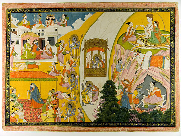 Teaching Narada: Folio from a Ramayana Series 1810–15-Attribut,16x12"(A3)Poster