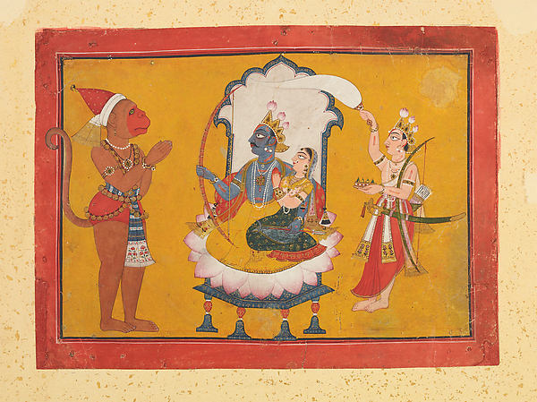 Hanuman Paying Homage to Rama: Folio from a Dasavatara Series,16x12"(A3)Poster