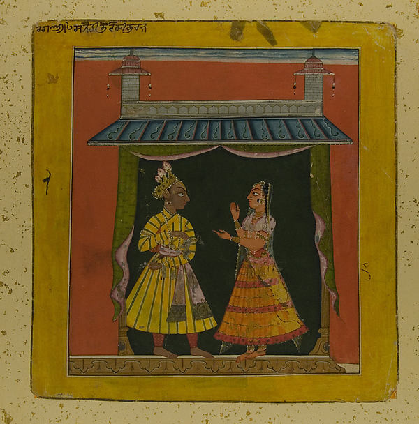 Sanehi Ragini: Folio from a Ragamala Series c1690-Attributed t,16x12"(A3)Poster
