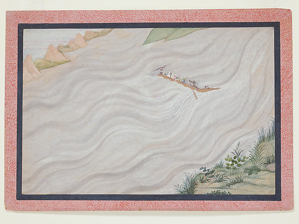 Rama and Companions Crossing the Ganges into Exile: Folio from,16x12"(A3)Poster