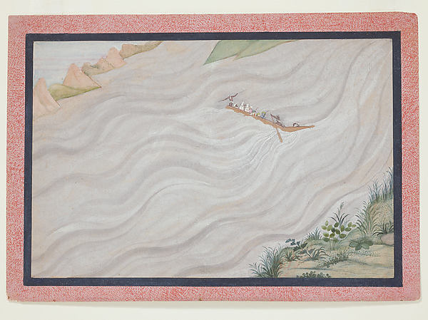 Rama and Companions Crossing the Ganges into Exile: Folio from,16x12