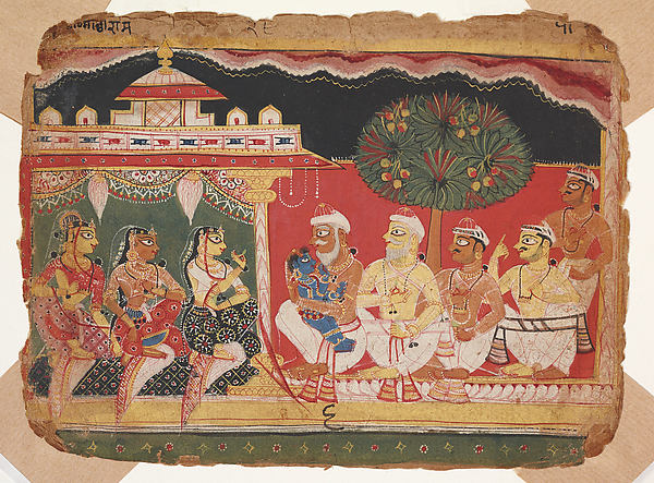 Nanda Touches Krishna's Head after the Slaying of Putana: Page,16x12"(A3)Poster