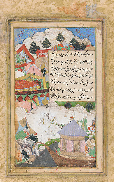Emperor Babur Returning Late to Camp Drunk after a Boating Par,16x12