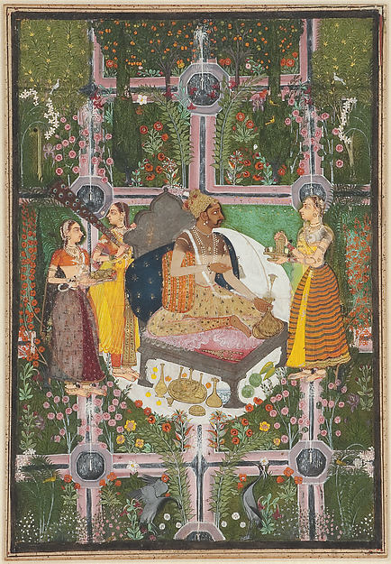 Rao Jagat Singh of Kota at ease in a garden c1660-Attributed t,16x12"(A3)Poster