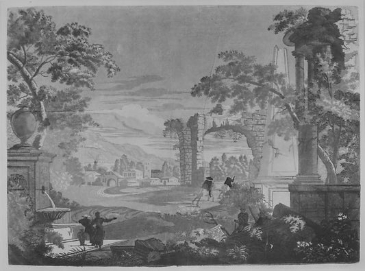 Heroic Landscape with Watering Place  Riders  and Obelisk 1744,16x12"(A3) Poster