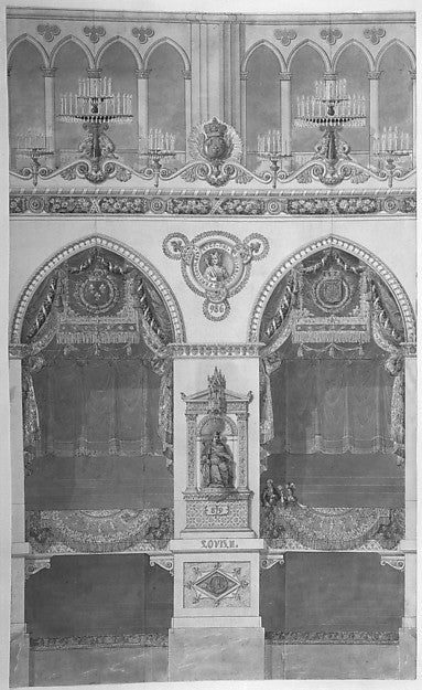 Interior Elevation with Statue of Louis II  Reims Cathedral n., Poster Print