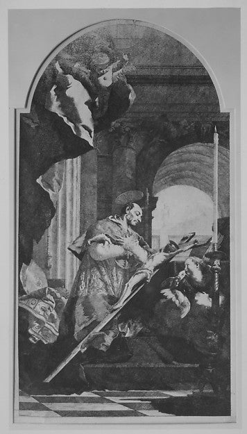 Saint Charles Borromeo Venerating the Crucifix c1770-Lorenzo T,16x12"(A3) Poster