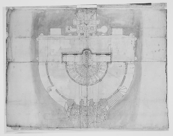 Villa Giulia  plan  early to mid-16th cent-,16x12"(A3)Poster