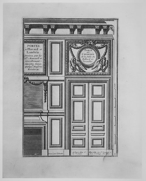 Porte et Cheminée de la Salle du Billard à Versailles 18th cen, Poster Print