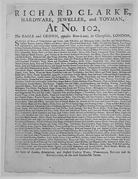 Collection of Trade Cards  Mainly British  1700 - 1850 [Baron,  Poster Print Wall Art