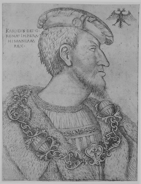 Portrait of the Holy Roman Emperor Charles V facing right c152, Poster Print