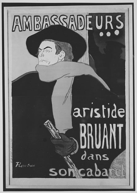 Ambassadeurs:  Aristide Bruant 1892-Henri de Toulouse-Lautrec,16x12"(A3) Poster