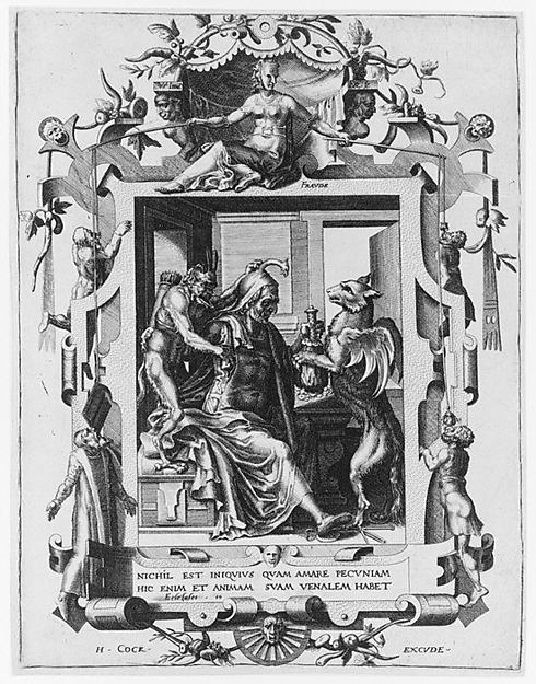 Allegory of Avarice  or Fraud 16th cent-Dirk Volckertsz Coornh,  Poster Print Wall Art