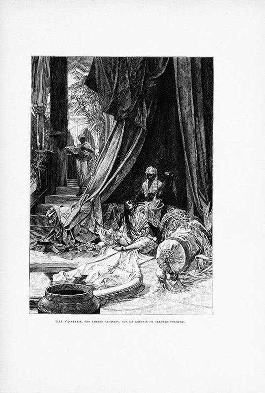 Mémoires d'un éléphant blanc. Illustrations par alfons Mucha, Judith Gautier 2 vintage artwork by Alphonse Mucha, 16x12" (A3 size) poster print
