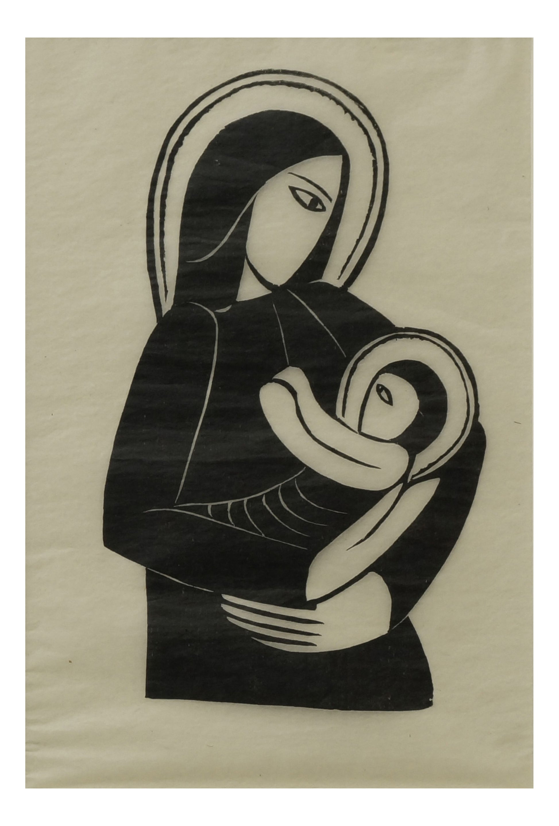 Madonna and Child, vintage art by Eric Gill, 12x8"(A4) Poster Print
