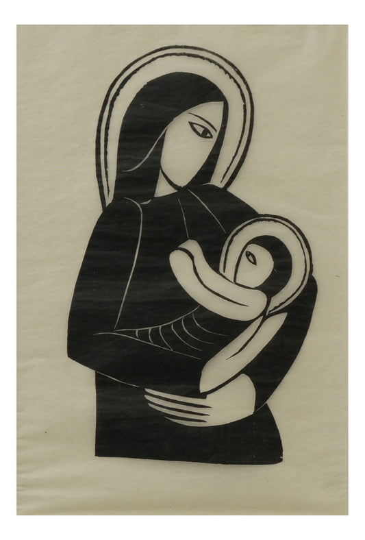 Madonna and Child, vintage art by Eric Gill, 12x8"(A4) Poster Print