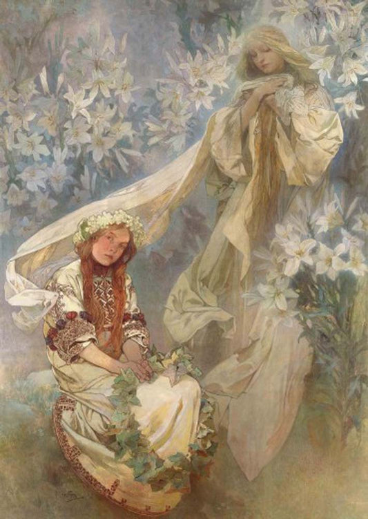 Madonna of the Lilies (1905) - Alfons Mucha vintage artwork by Alphonse Mucha, 16x12" (A3 size) poster print
