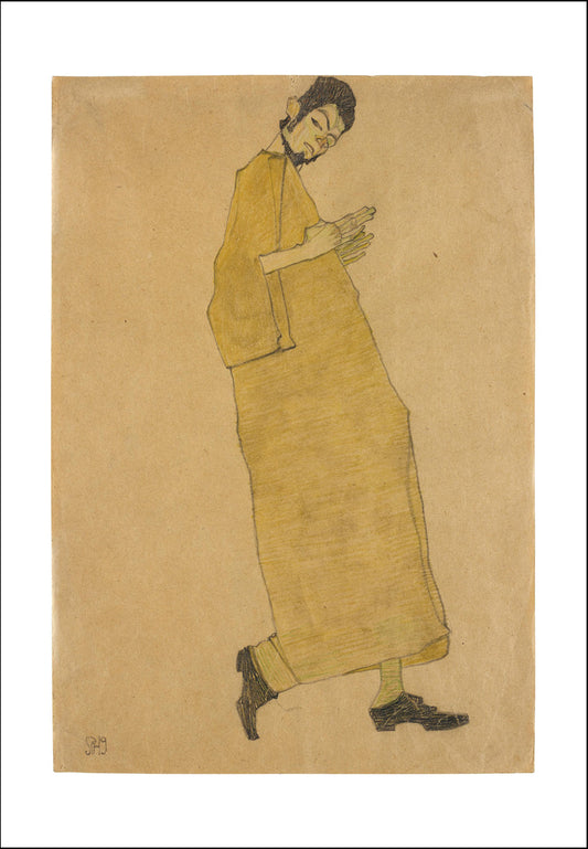 Mani figure to the right (selfportrait)  by Egon Schiele, 12x8" (A4) Poster Print