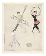 Marc Chagall - A Lamplighter and an Acrobat, costume design for Aleko, 16x12" (A3) Poster Print