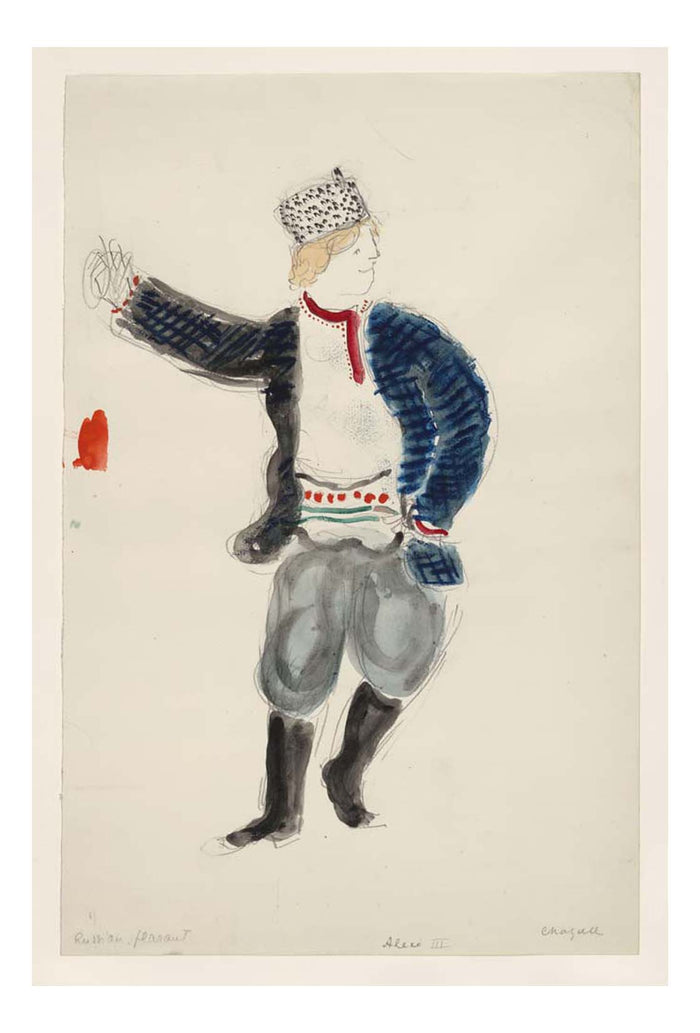 Marc Chagall - A Peasant, costume design for Aleko, 16x12