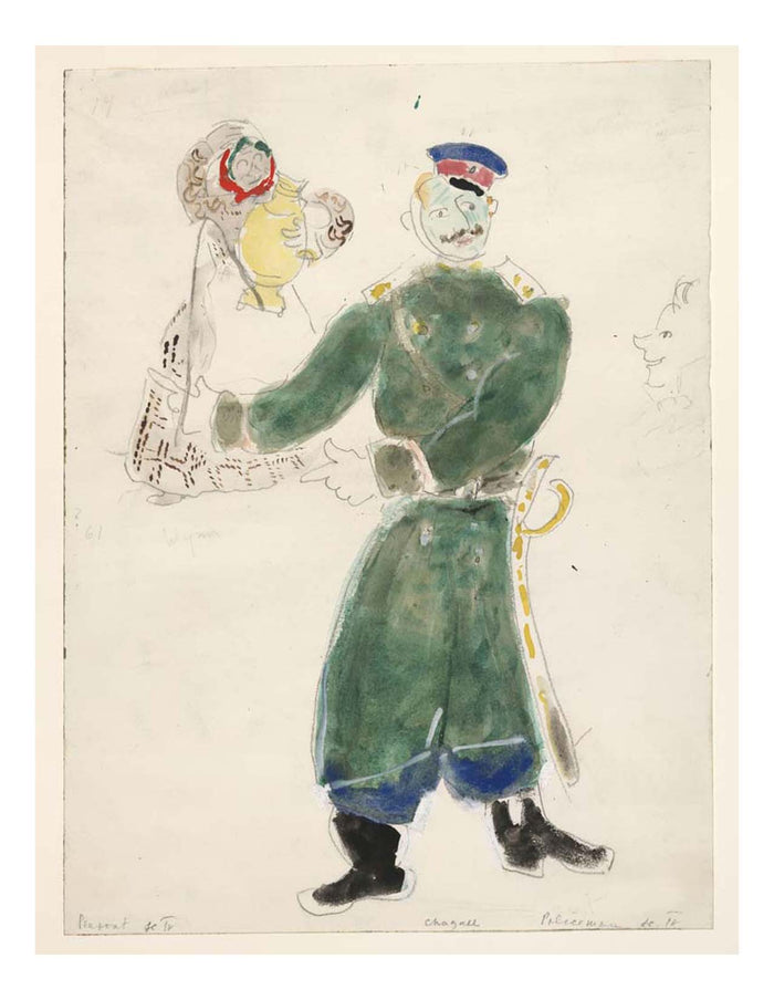 Marc Chagall - A Policeman and a Peasant, costume design for Aleko, 16x12