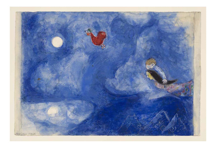 Marc Chagall - Aleko and Zemphira by Moonlight, decor for Aleko, 16x12