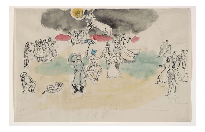Marc Chagall - Aleko's Fantasy, sketch for the choreographer for Aleko, 16x12