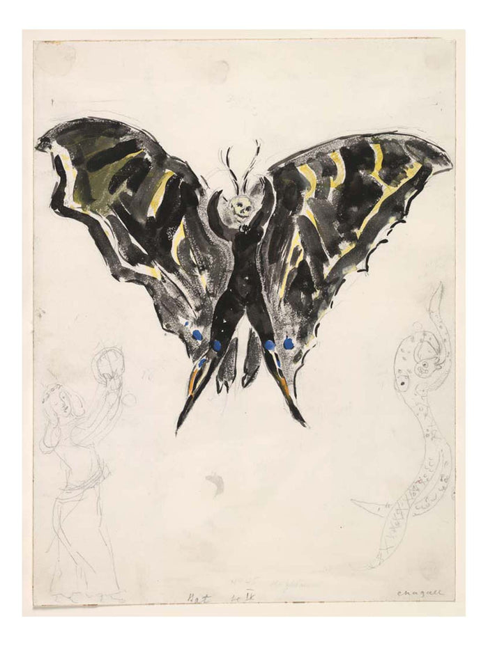 Marc Chagall - Costume for Bat, costume design for Aleko, 16x12