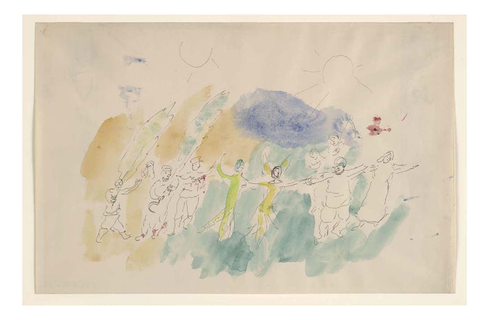 Marc Chagall - Dance of Butterfly and Pan, sketch for the choreographer for Aleko, 16x12
