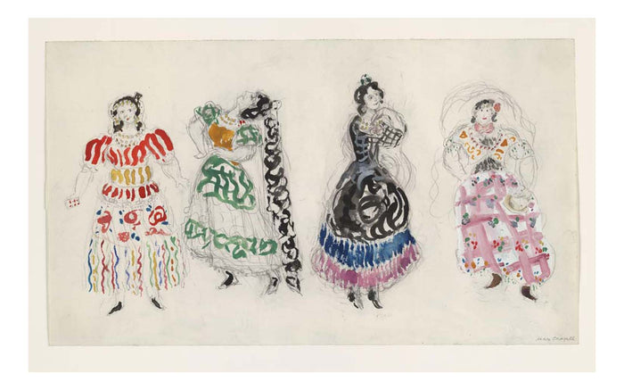 Marc Chagall - Gypsies, costume design for Aleko, 16x12