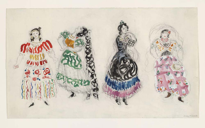 Marc Chagall - Gypsies, costume design for Aleko, vintage art, modern poster print