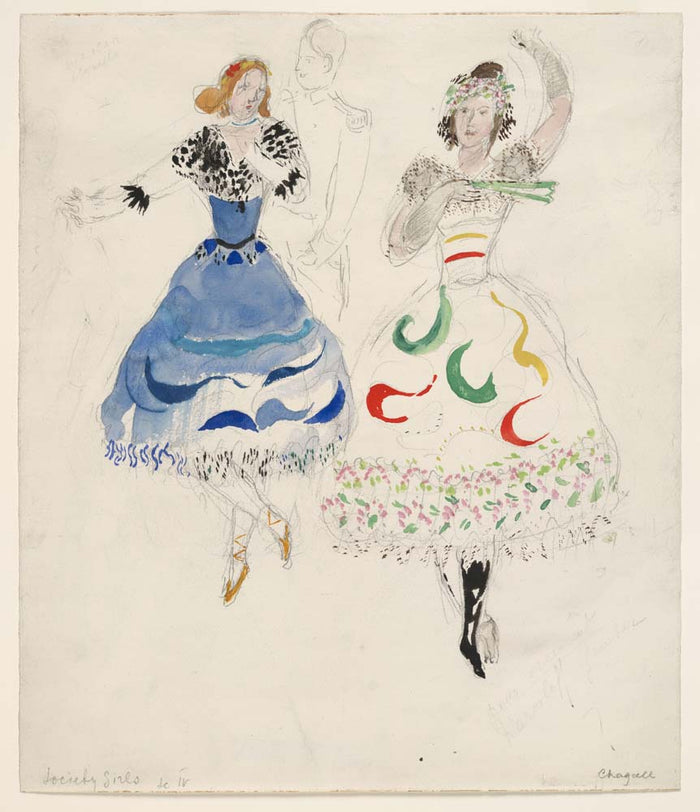 Marc Chagall - Society Girls, costume design for Aleko, vintage art, modern poster print