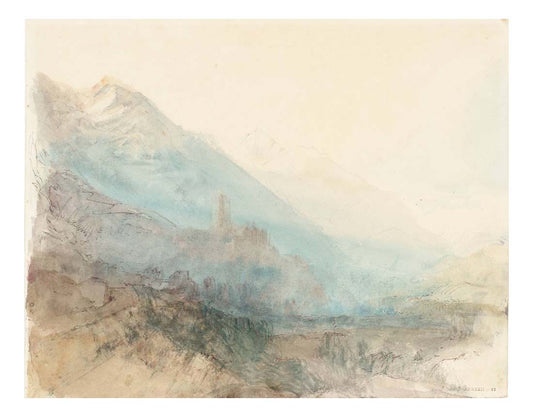 Martigny, The Castle of La Batiaz, from the South, 1841 by John Mallord William Turner RA, 12x8"(A4) Poster