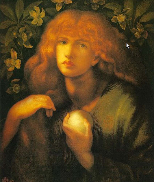 Mary Magdalen, 1877 by Dante Gabriel Rossetti, pre-Raphaelite artist, 12x8" (A4) Poster