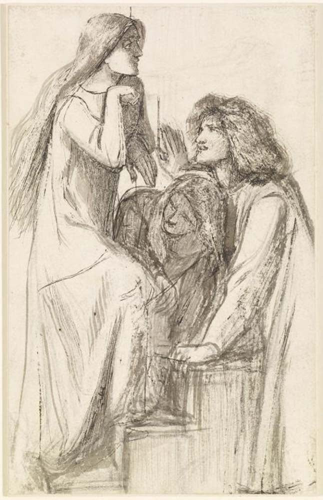 Mary Magdalene, Pharisee - Figure , 1858 by Dante Gabriel Rossetti, English Pre-Raphaelite Painter,16x12"(A3) Poster Print