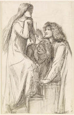 Mary Magdalene, Pharisee - Figure , 1858 by Dante Gabriel Rossetti, English Pre-Raphaelite Painter,12x8"(A4) Poster Print