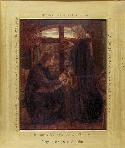 Mary in the House of John, 1858 by Dante Gabriel Rossetti, pre-Raphaelite artist, 16x12" (A3) Poster