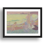 Maurice Denis: On the Beach of Trestrignel, modernist artwork, A3 Size Reproduction Poster Print in 17x13" Black Frame